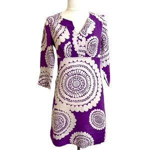 BODEN Women’s Linen Retro Floral Print Empire Waist Sheath Dress Size 6